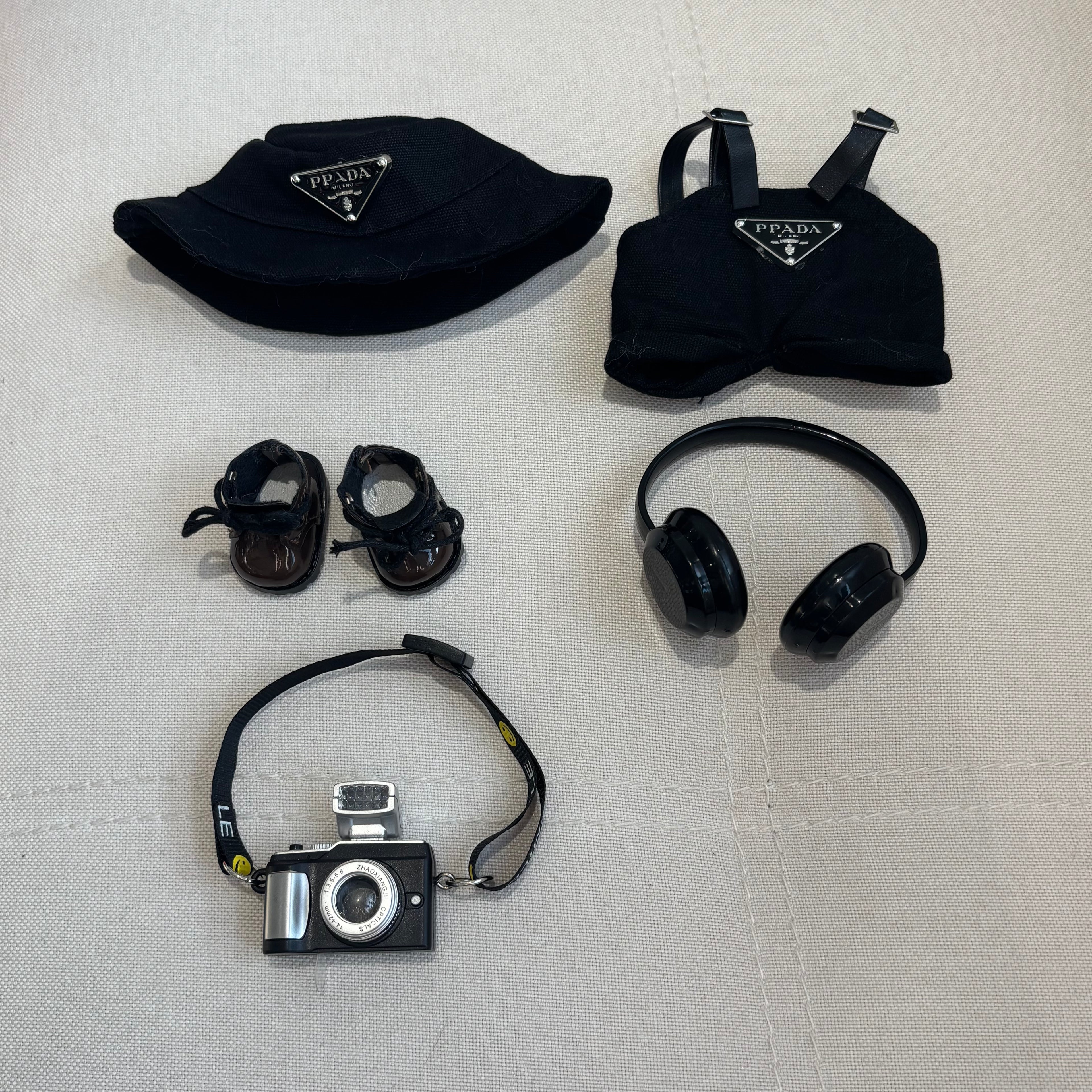 [WY-29]Black PPADA overalls set-for 17cm Dolls (Labubu-Optimized Fit）