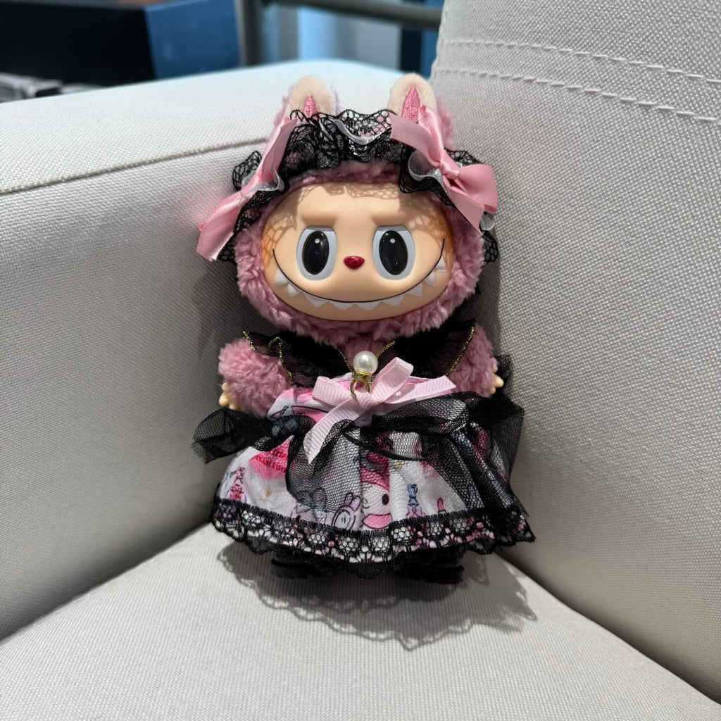 [WY-108]]Black Pink Tulle Dress Set-for 17cm Dolls (Labubu-Optimized Fit)
