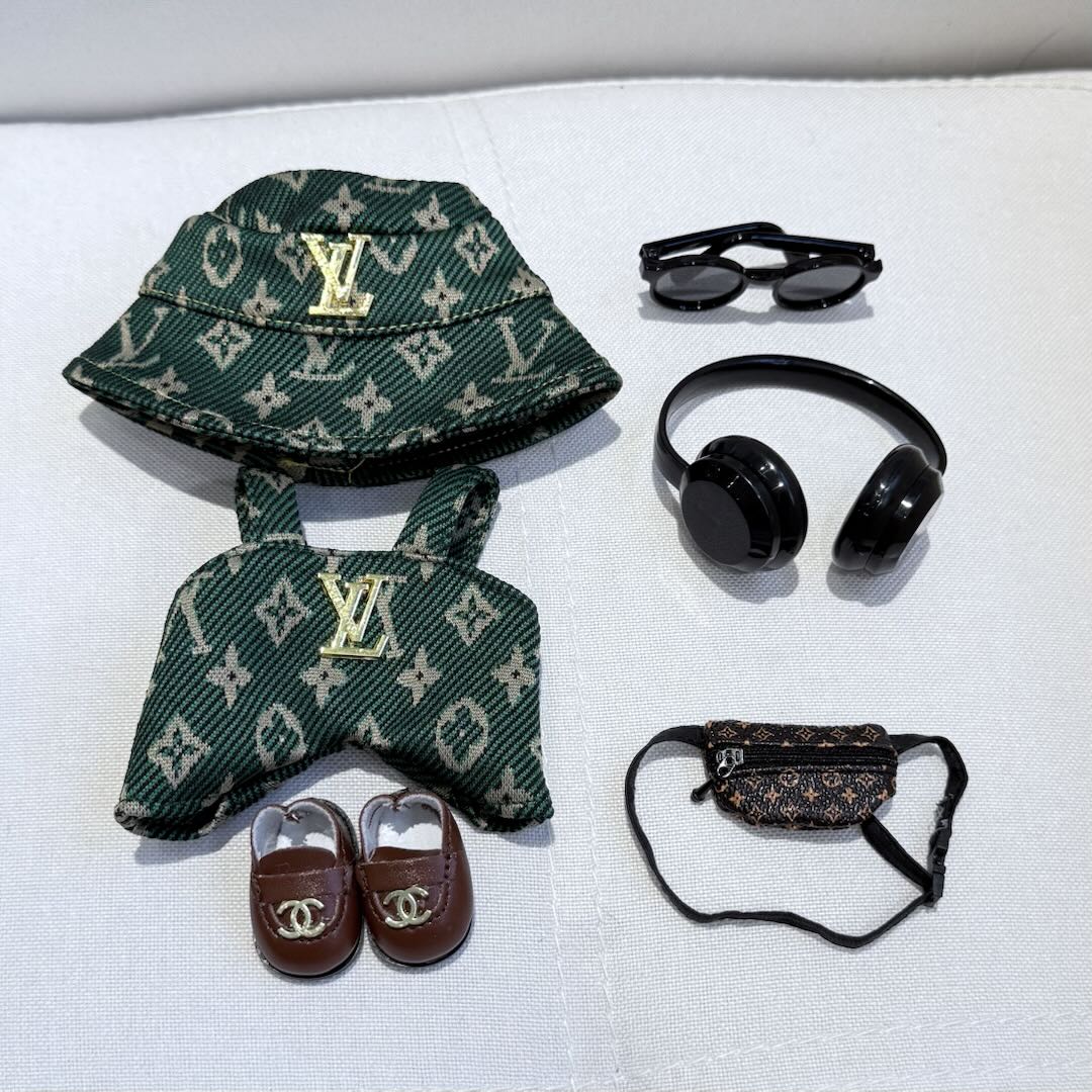 [WY-30]Green LU overalls set-for 17cm Dolls (Labubu-Optimized Fit）