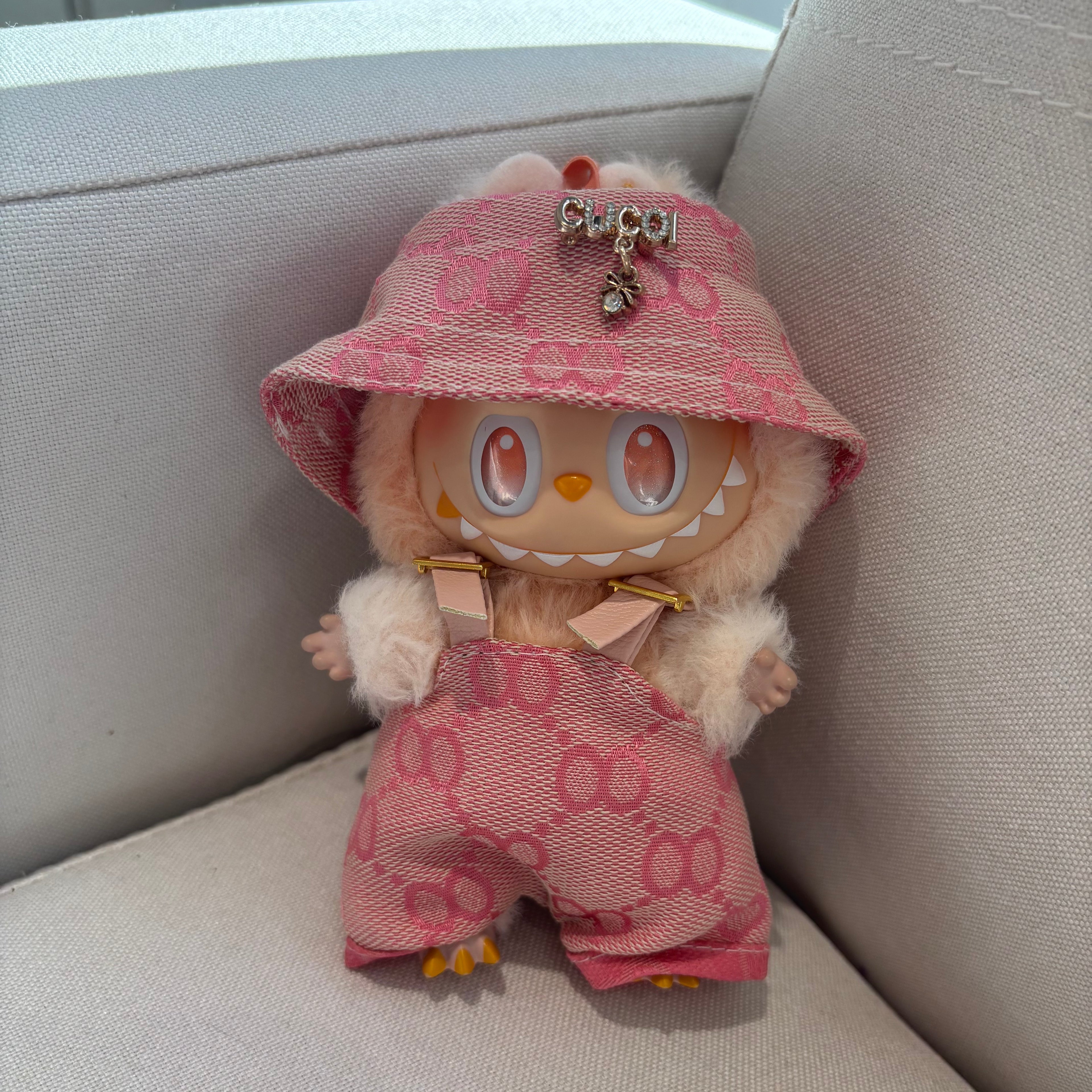 [WY-27]Pink GCCI overalls Pin set-for 17cm Dolls (Labubu-Optimized Fit）