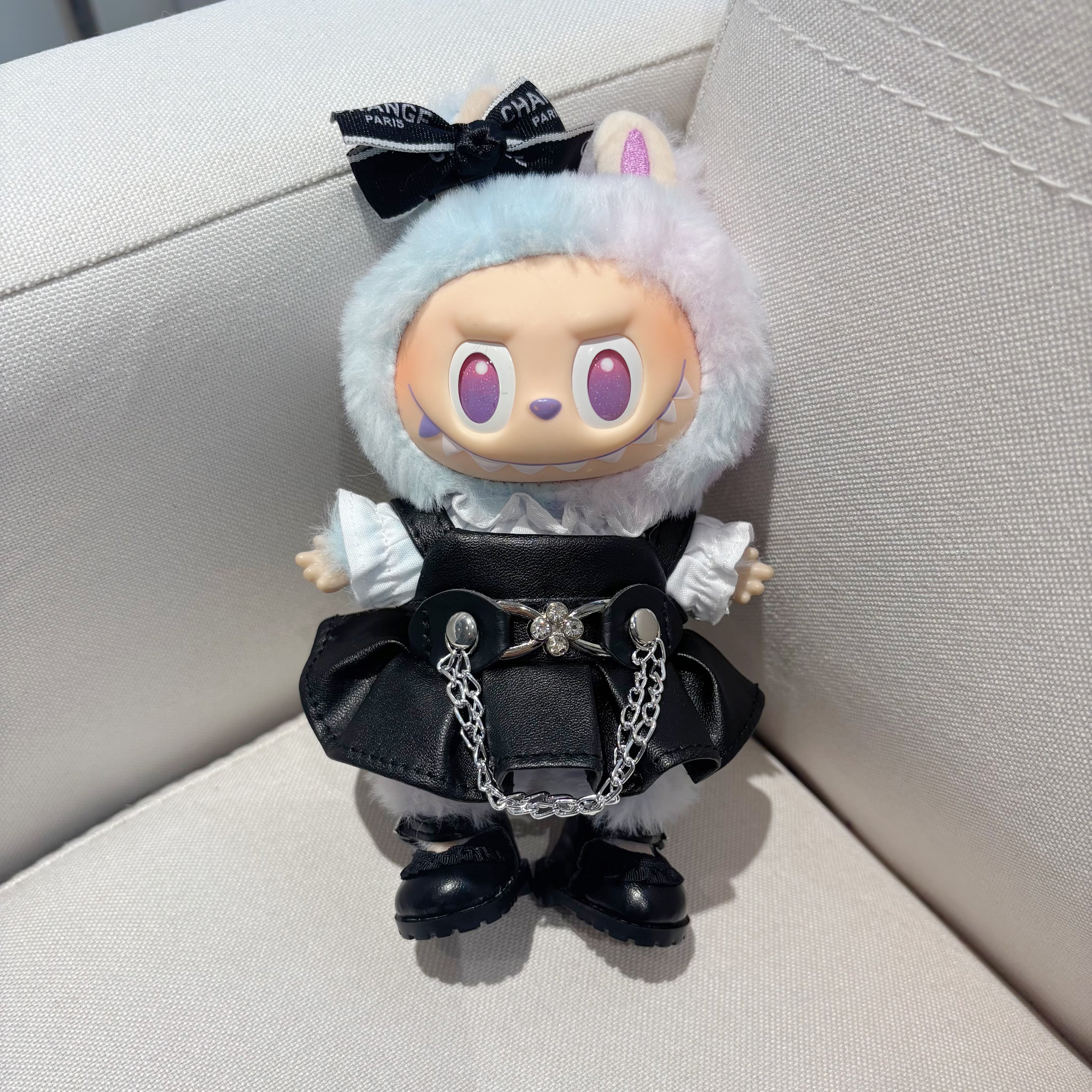 [WY-34]Chnel Leather Halter Dress set-for 17cm Dolls (Labubu-Optimized Fit）