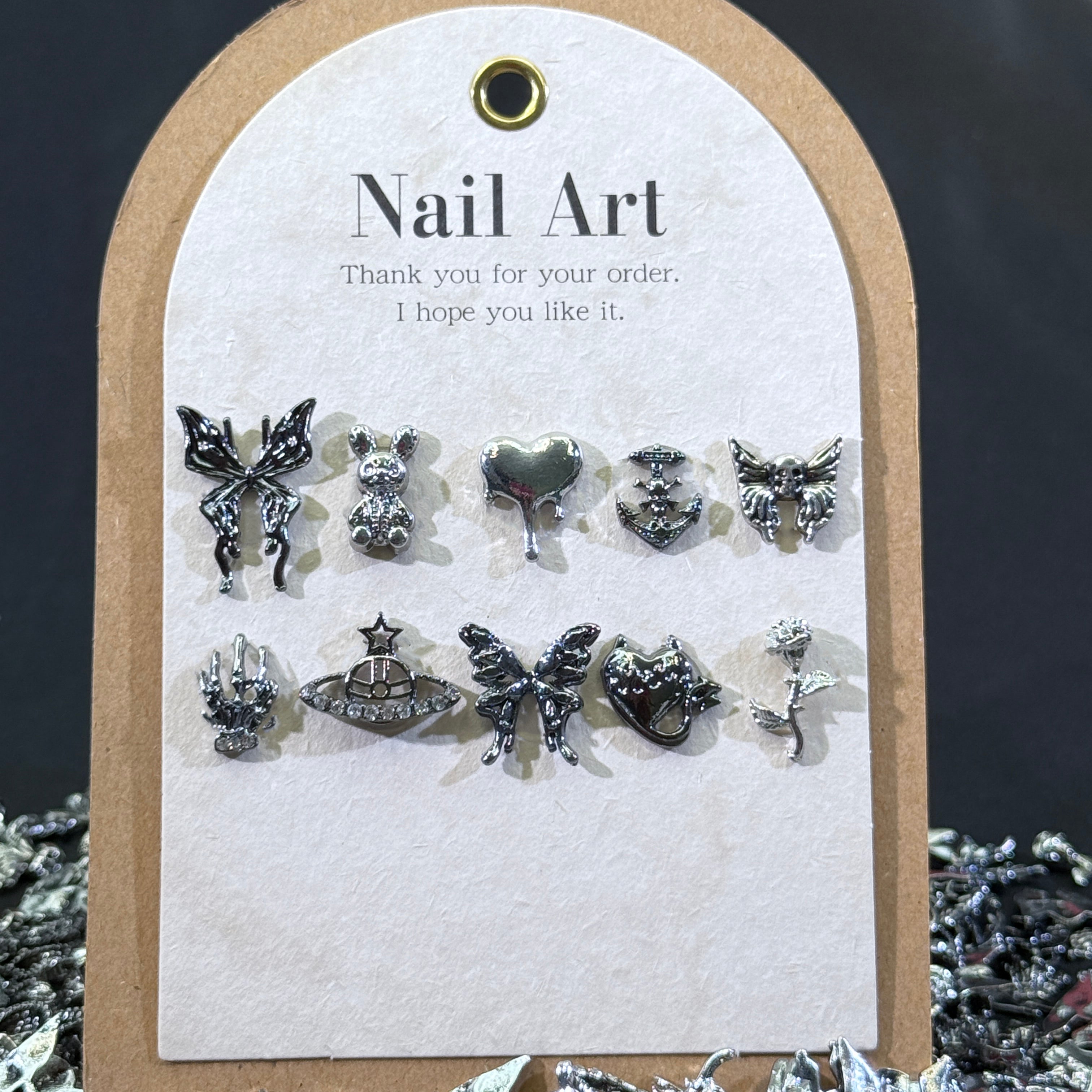 Obisidian Moths-Shine Shine DIY Metal Nail Charms