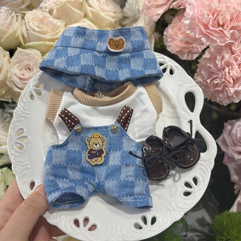 Berrybuckle Teddy Plaid set-for 17cm Dolls (Labubu-Optimized Fit）