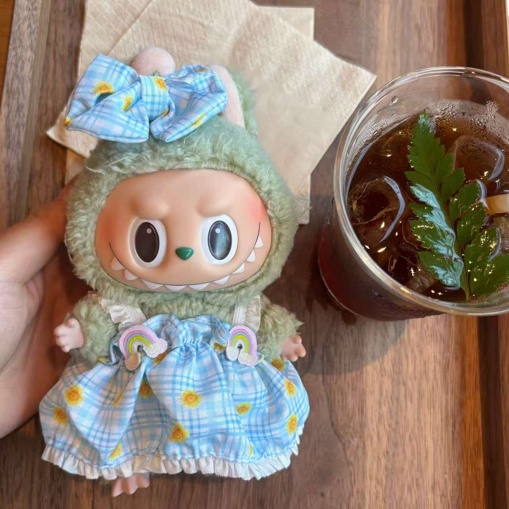 [WY-06]Sunny Cloud Check set-for 17cm Dolls (Labubu-Optimized Fit)