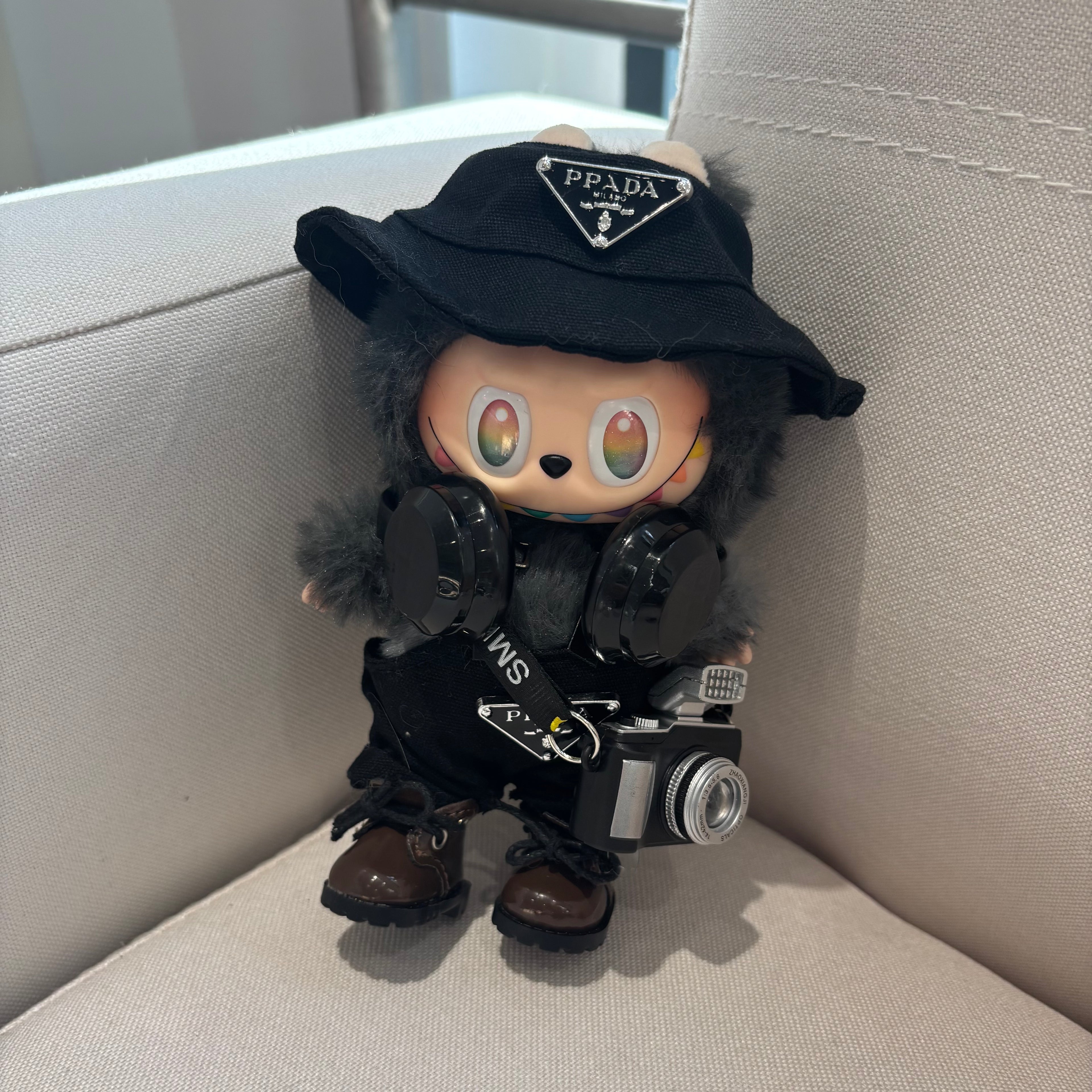 [WY-29]Black PPADA overalls set-for 17cm Dolls (Labubu-Optimized Fit）
