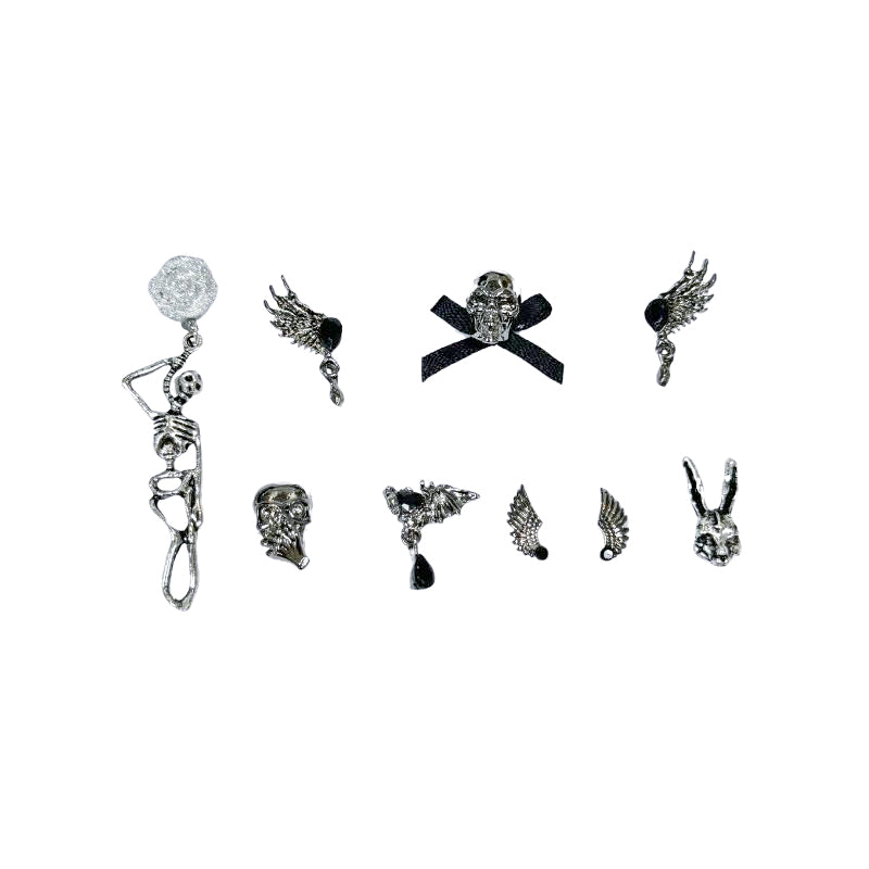 Adornos metálicos para uñas DIY con diseño de esqueleto "Danza con brillo"