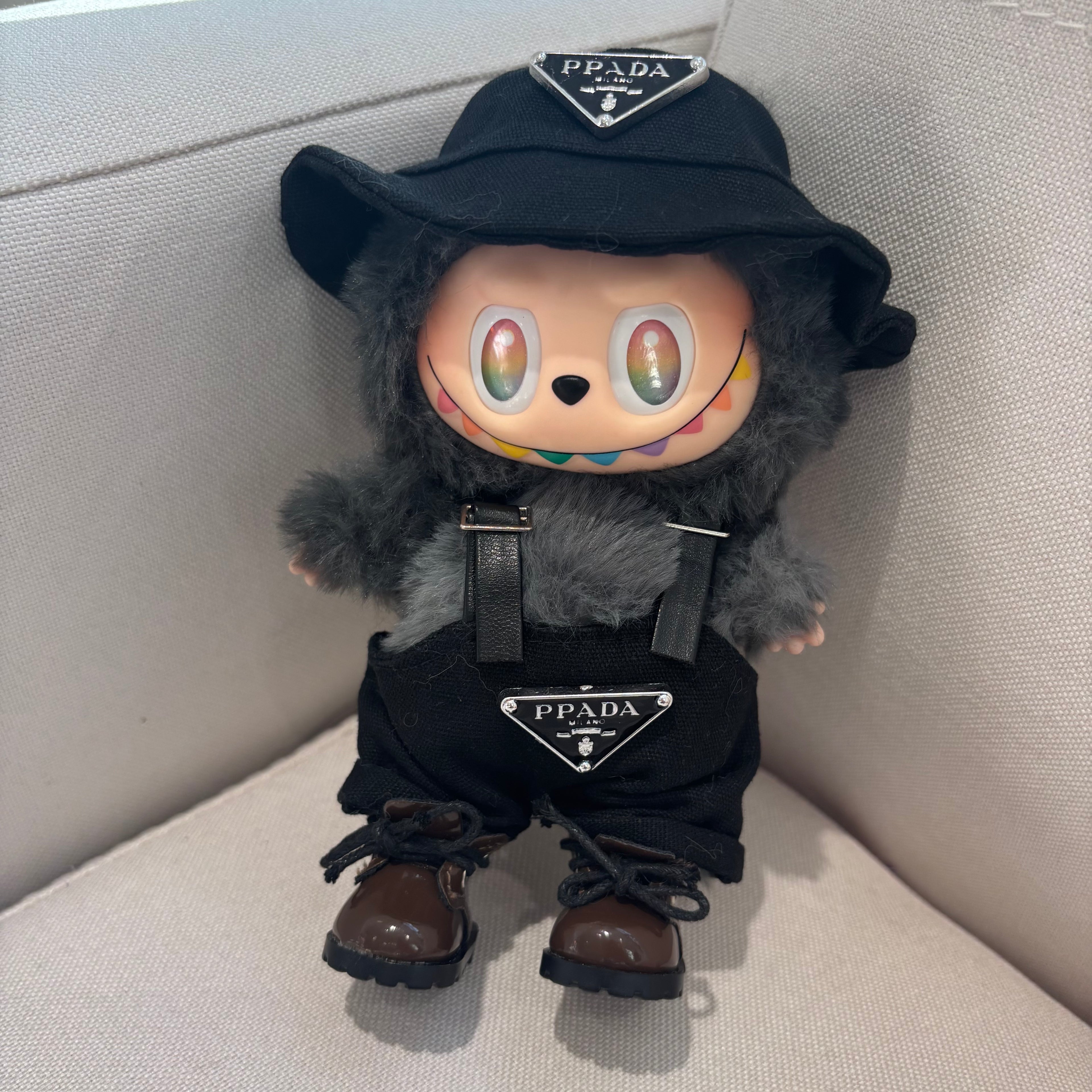 [WY-29]Black PPADA overalls set-for 17cm Dolls (Labubu-Optimized Fit）