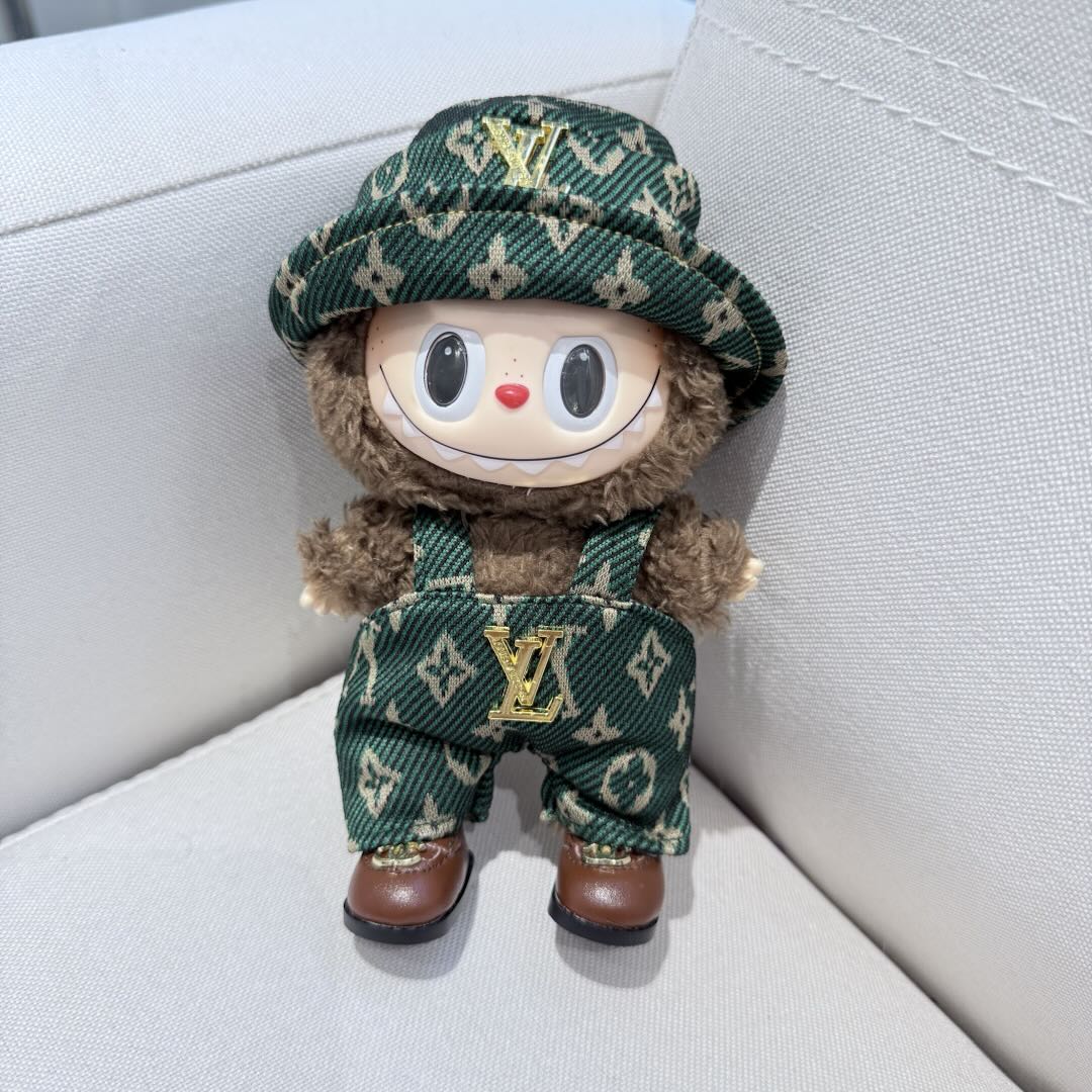 [WY-30]Green LU overalls set-for 17cm Dolls (Labubu-Optimized Fit）