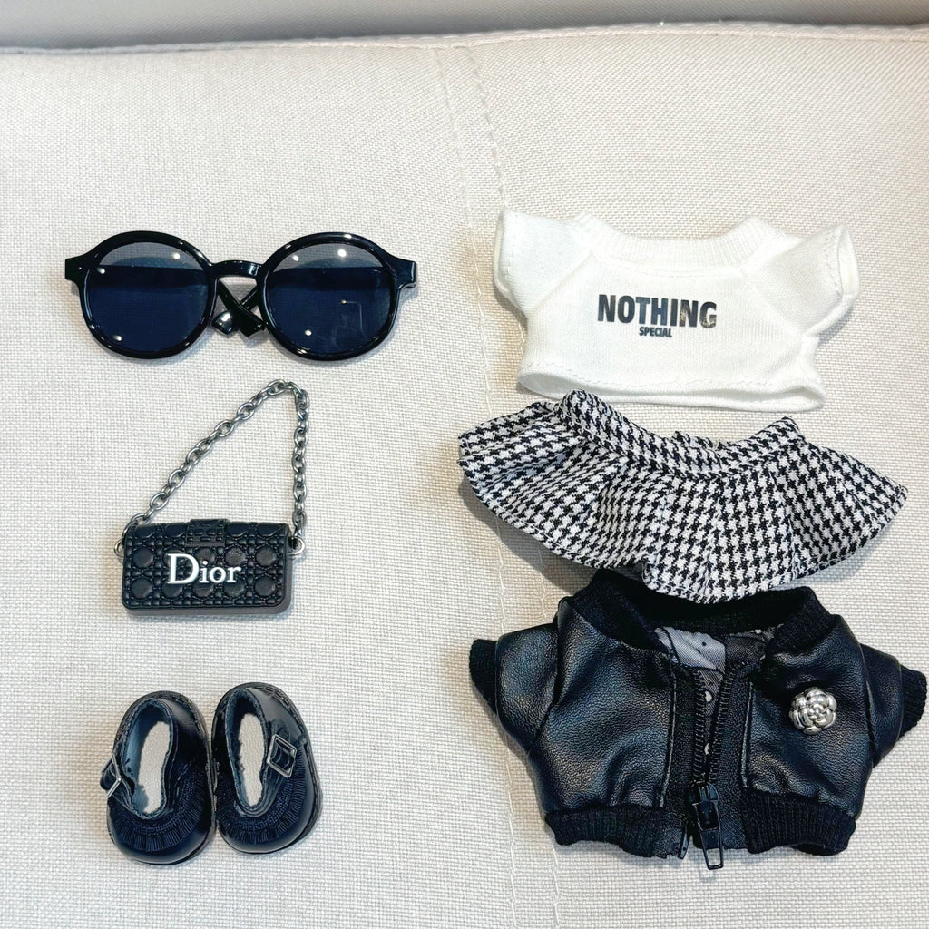 [WY-33]Chnel Leather Jacket set-for 17cm Dolls (Labubu-Optimized Fit）