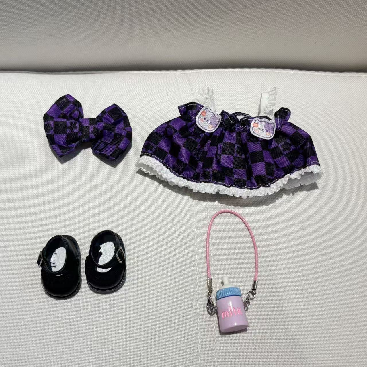[WY-04]Lullaby Plaid Dream set-for 17cm Dolls (Labubu-Optimized Fit）