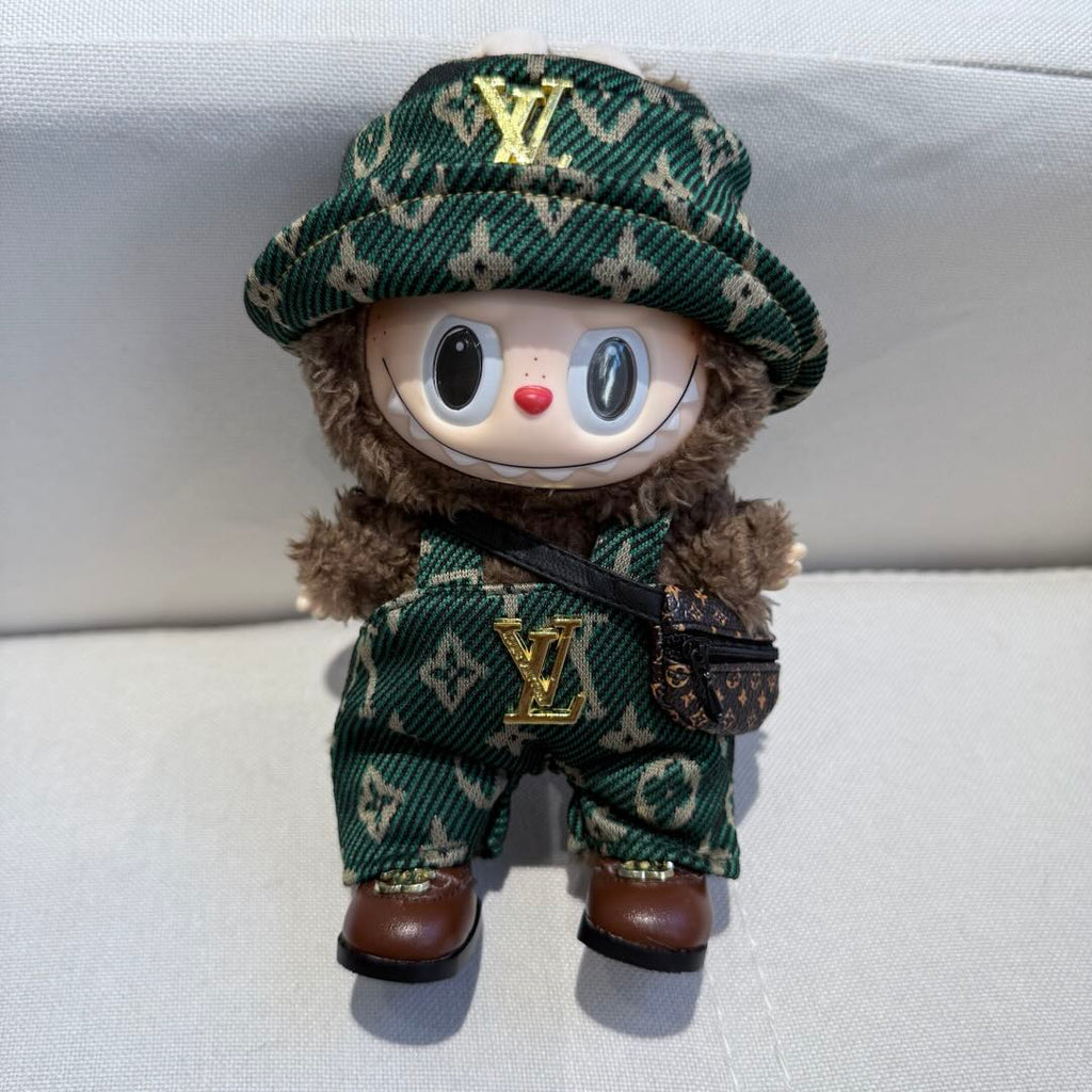 [WY-30]Green LU overalls set-for 17cm Dolls (Labubu-Optimized Fit）