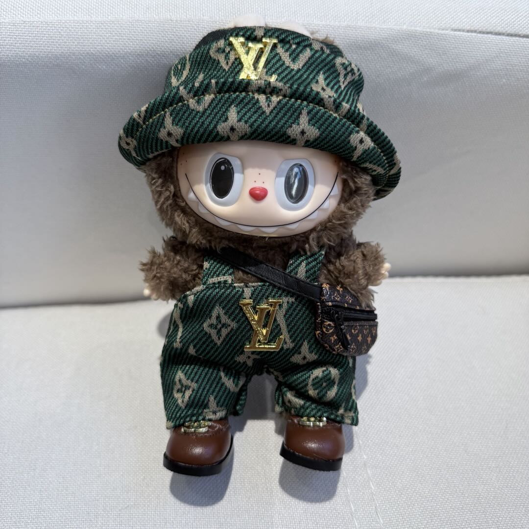 [WY-30]Green LU overalls set-for 17cm Dolls (Labubu-Optimized Fit）