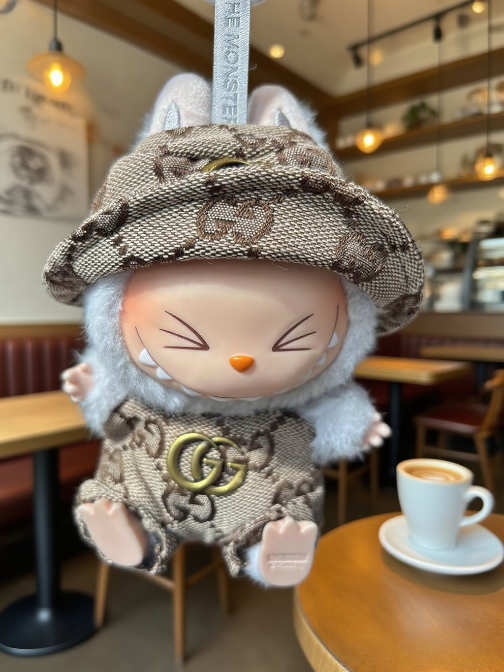 [WY-32]Brown GCCI overalls set-for 17cm Dolls (Labubu-Optimized Fit）