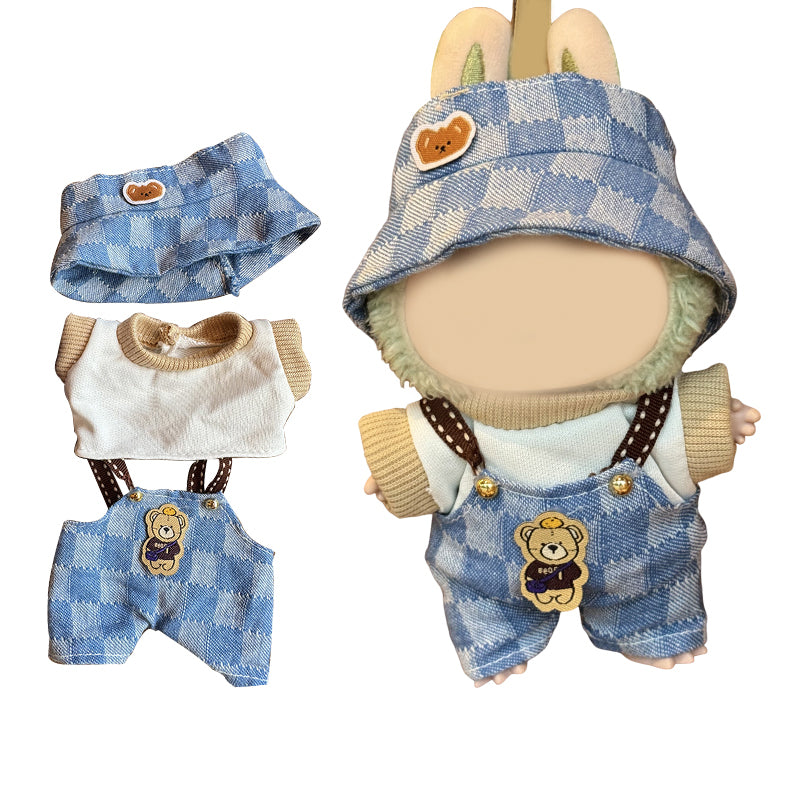 [WY-24]Berrybuckle Teddy Plaid set-for 17cm Dolls (Labubu-Optimized Fit）