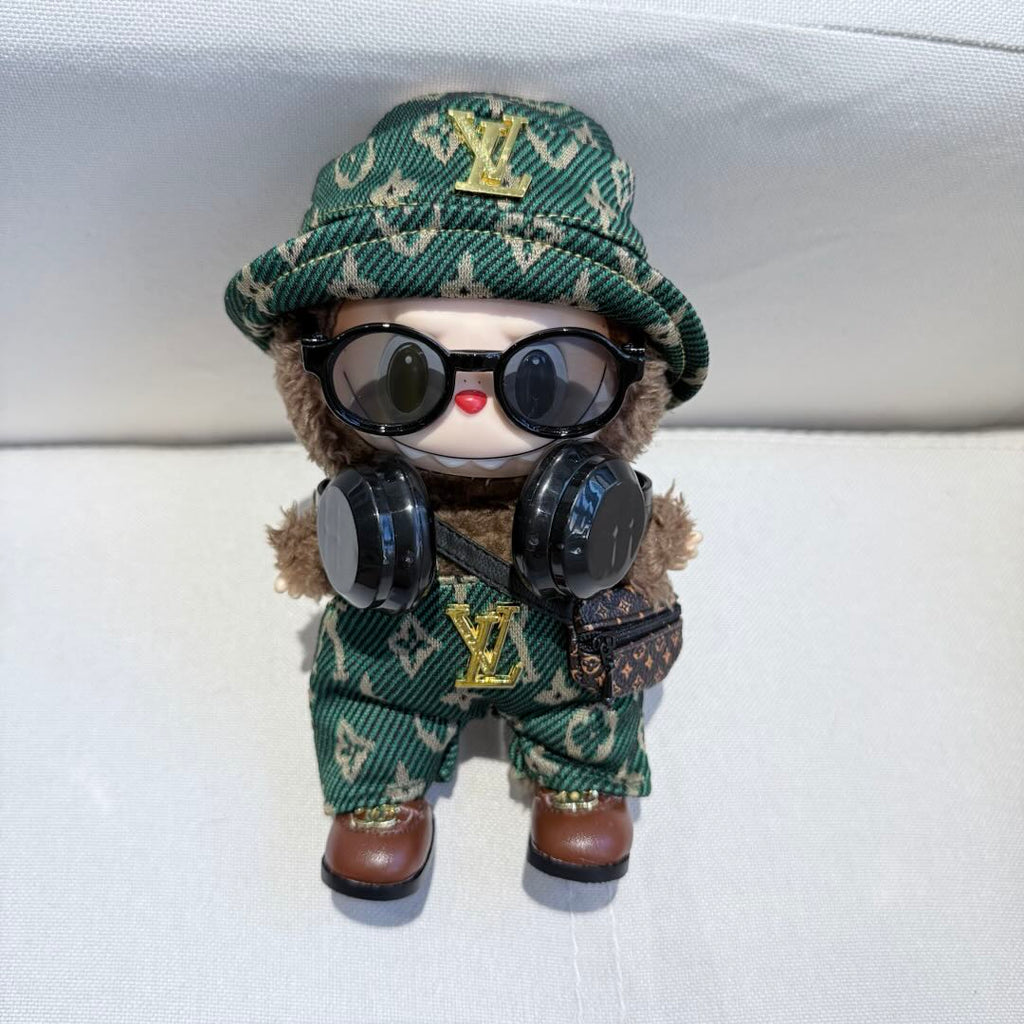 [WY-30]Green LU overalls set-for 17cm Dolls (Labubu-Optimized Fit）