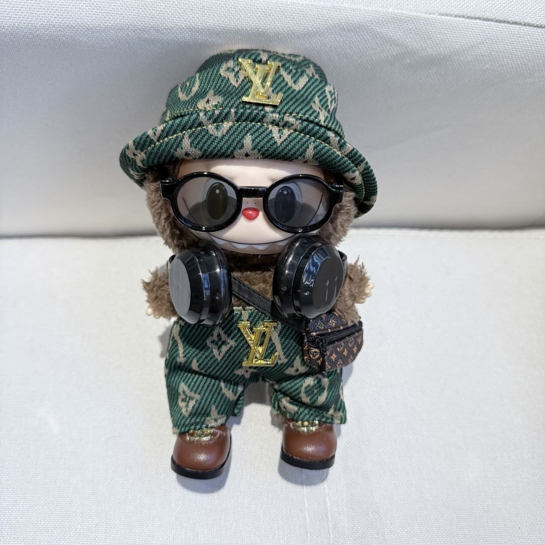 [WY-30]Green LU overalls set-for 17cm Dolls (Labubu-Optimized Fit）
