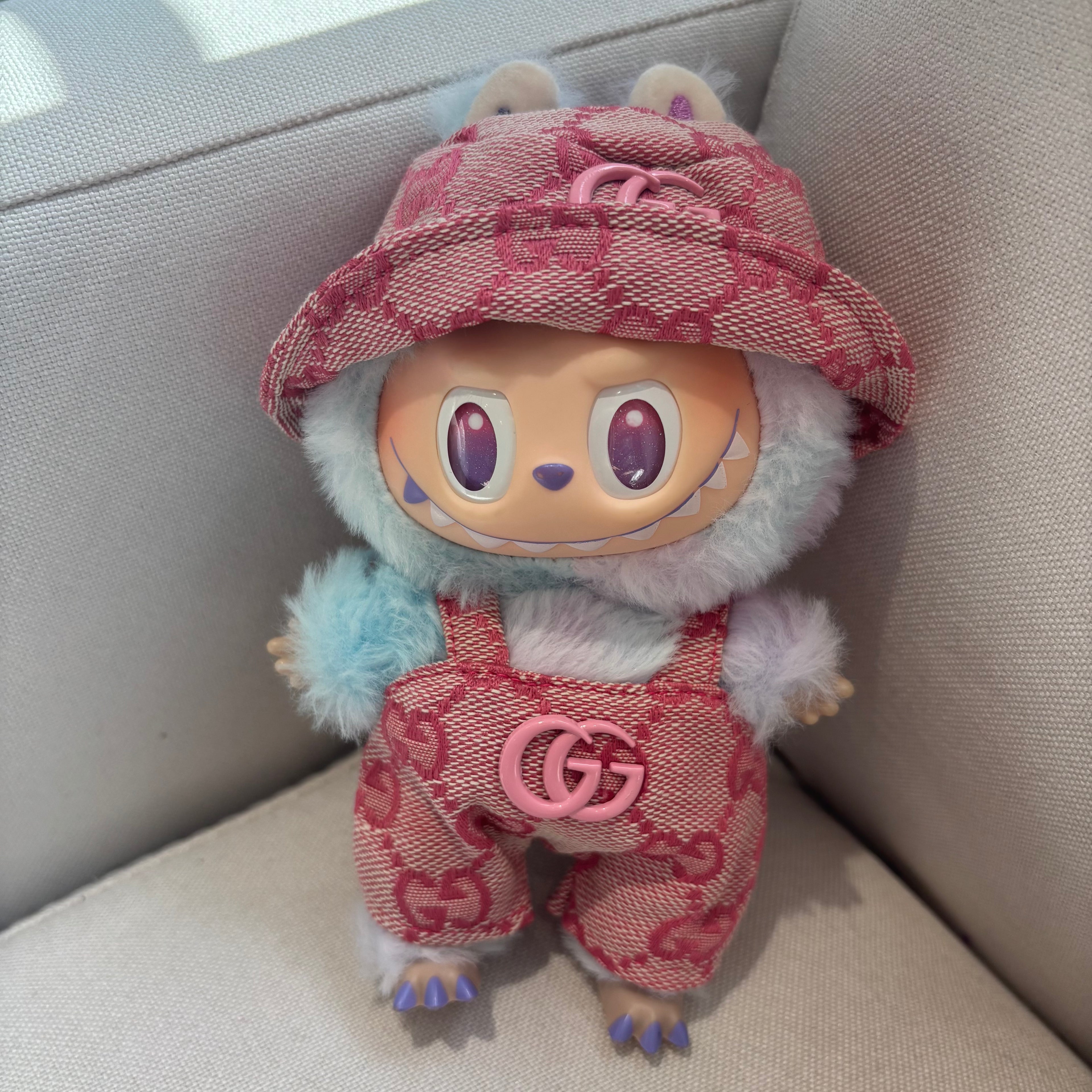 [WY-28]Pink GG overalls set-for 17cm Dolls (Labubu-Optimized Fit)