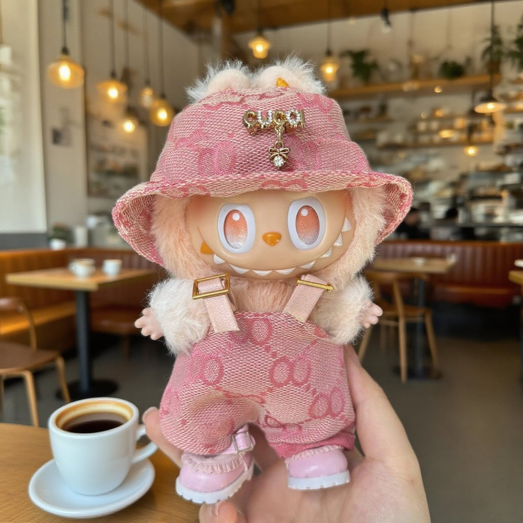 [WY-27]Pink GCCI overalls Pin set-for 17cm Dolls (Labubu-Optimized Fit）