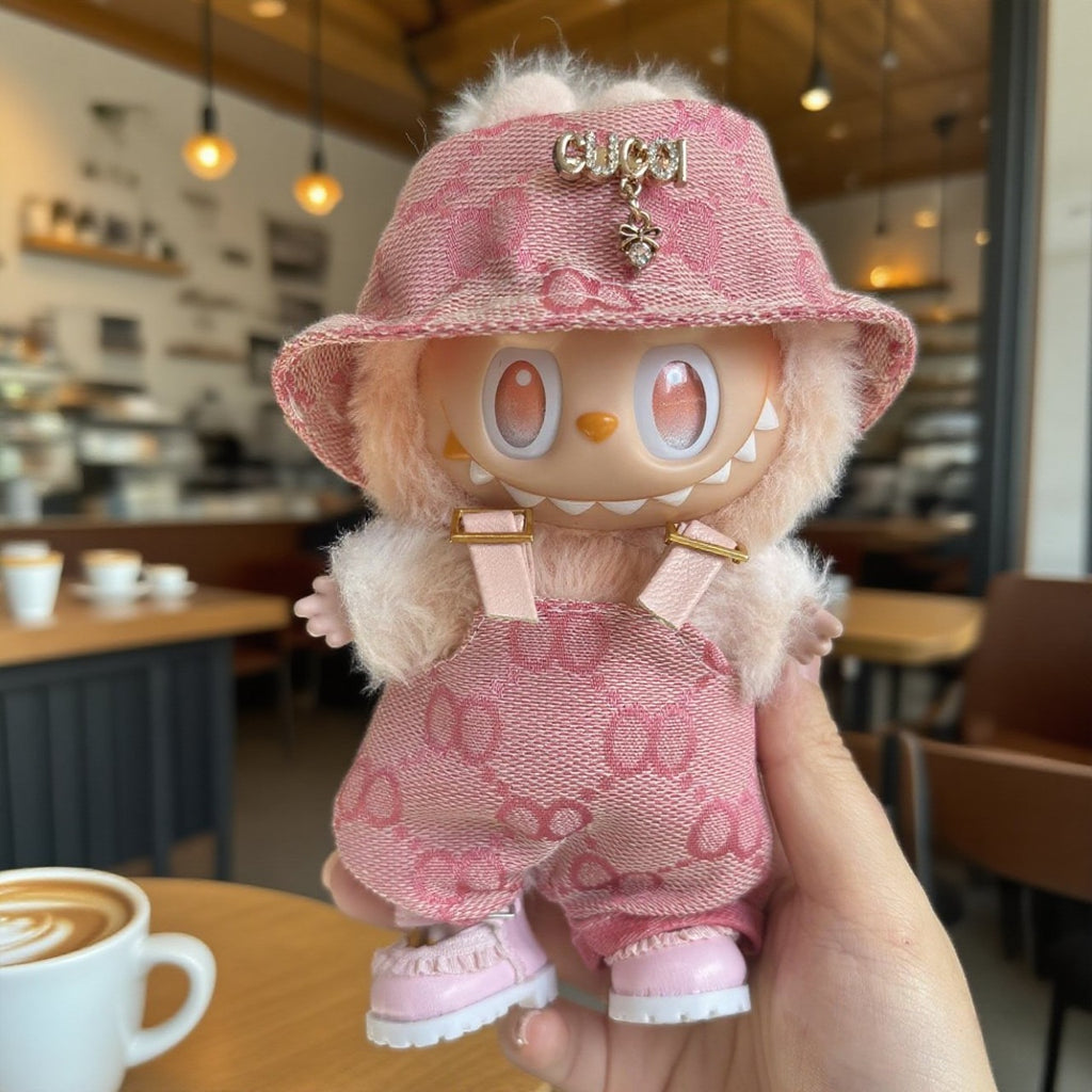 [WY-27]Pink GCCI overalls Pin set-for 17cm Dolls (Labubu-Optimized Fit）