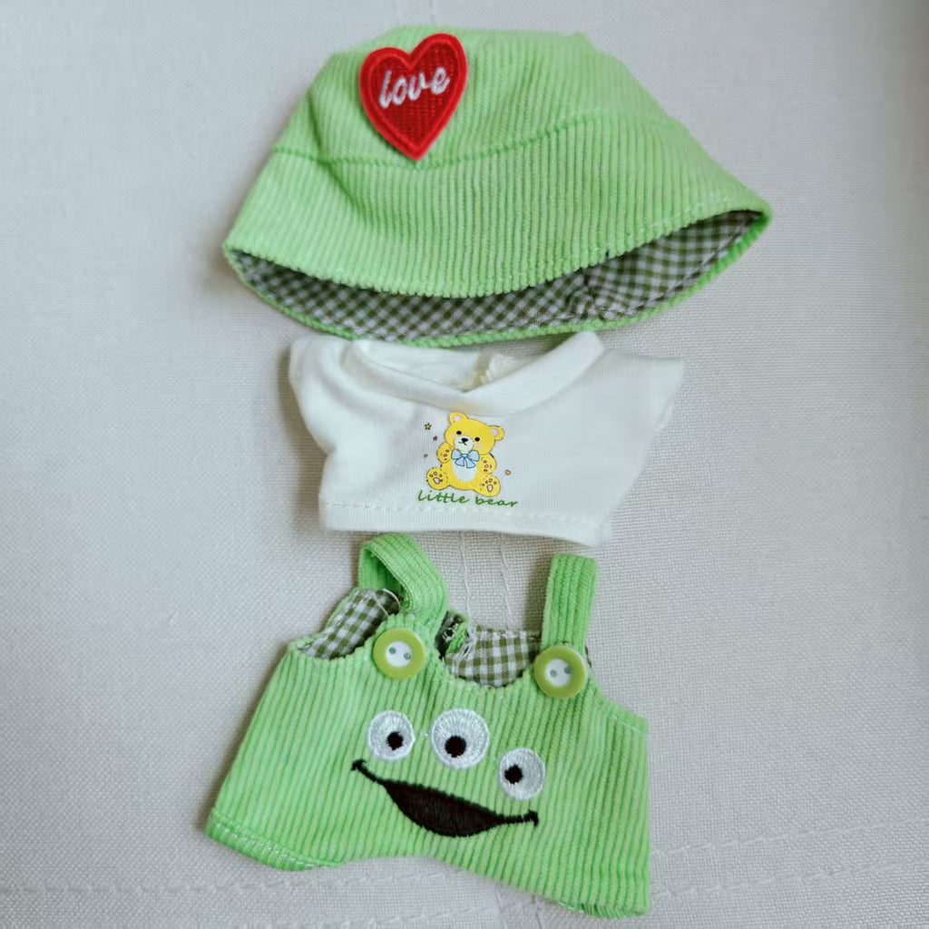 [WY-37]Cute Overalls Green set-for 17cm Dolls (Labubu-Optimized Fit）
