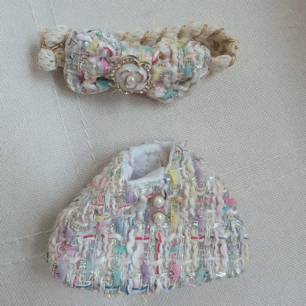[WY-40]Pearl Bow Fuzz Outfit set-for 17cm Dolls (Labubu-Optimized Fit）